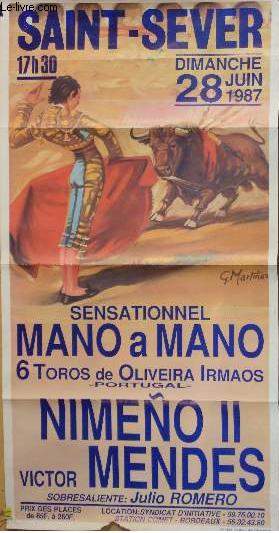 AFFICHE CORRIDA - SAINT-SEVER - SENSATIONNEL MANO A MANO