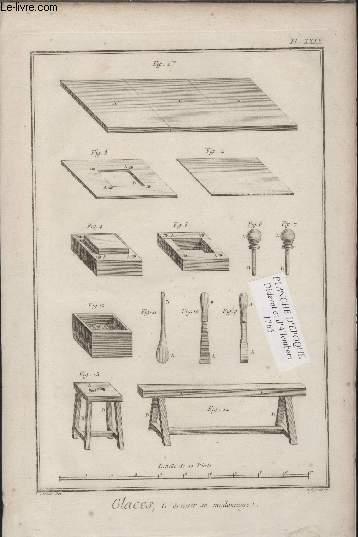 GRAVURE 18EME SIECLE - PLANCHES ORIGINALES DE L'ENCYCLOPEDIE DIDEROT D'ALEMBERT - IN FOLIO - N40 - GLACES - LE DRESSER AU MOILONNAGE