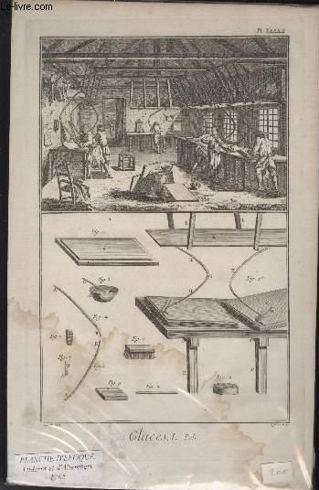 GRAVURE 18EME SIECLE - PLANCHES ORIGINALES DE L'ENCYCLOPEDIE DIDEROT D'ALEMBERT - IN FOLIO - N42 - GLACES, LE POLI