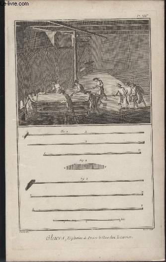 GRAVURE 18EME SIECLE - PLANCHES ORIGINALES DE L'ENCYCLOPEDIE DIDEROT D'ALEMBERT IN FOLIO - N25 - GLACES - L'OPERATION DE POUSSER LA GLACE DANS LA CARCAISE