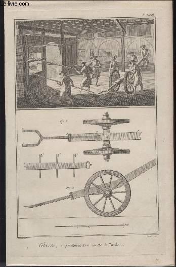 GRAVURE 18EME SIECLE - PLANCHES ORIGINALES DE L'ENCYCLOPEDIE DIDEROT D'ALEMBERT  IN FOLIO - N28 - GLACES - L'OPERATION DE TIRER UN POT DE L'ARCHE
