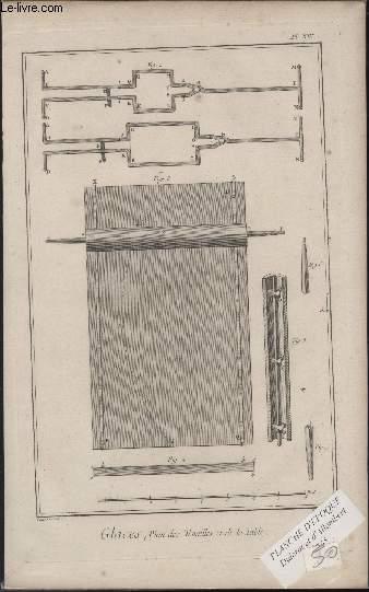 GRAVURE 18EME SIECLE - PLANCHES ORIGINALES DE L'ENCYCLOPEDIE DIDEROT D'ALEMBERT IN FOLIO - N14 - GLACES - PLAN DES TENAILLES ET DE LA TABLE