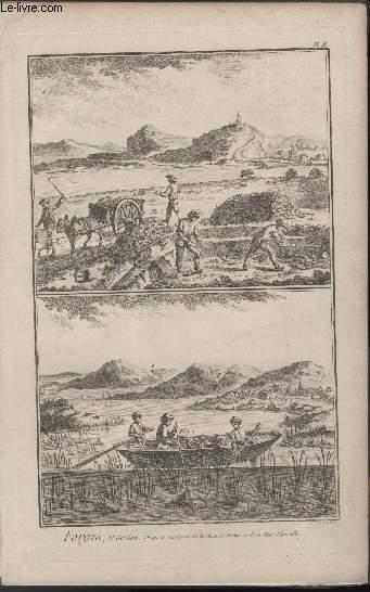 GRAVURE 18EME SIECLE - PLANCHES ORIGINALES DE L'ENCYCLOPEDIE DIDEROT D'ALEMBERT IN FOLIO - N2 - FORGES - 1 SECTION - TIRAGE ET TRANSPORT DE LA MINE EN GRAINE ET DE LA MINE FLUVIATILLE