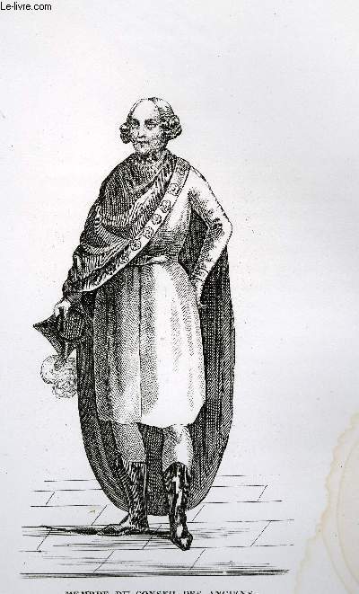 GRAVURE 19eme NOIR ET BLANC - COSTUME DES MEMBRES DU CONSEIL DES ANCIENS