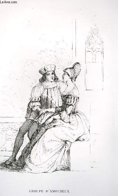 GRAVURE 19eme NOIR ET BLANC - GROUPE D'AMOUREUX