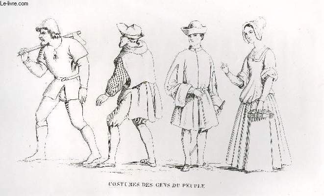 GRAVURE 19eme NOIR ET BLANC - COSTUMES DE GENS DU PEUPLE