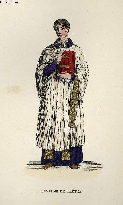 GRAVURE 19eme COULEURS - PRETRE DU VI SIECLE