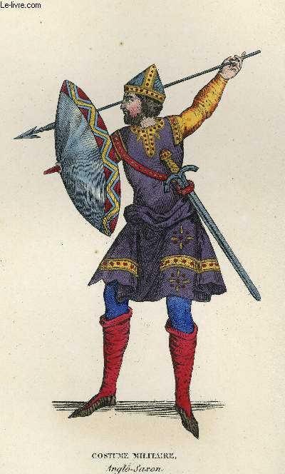 GRAVURE 19eme COULEURS - CHEF DE GUERRE ANGLO-SAXON
