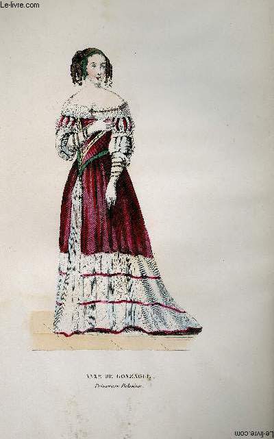 GRAVURE 19eme COULEURS - ANNE DE GONZAGUE