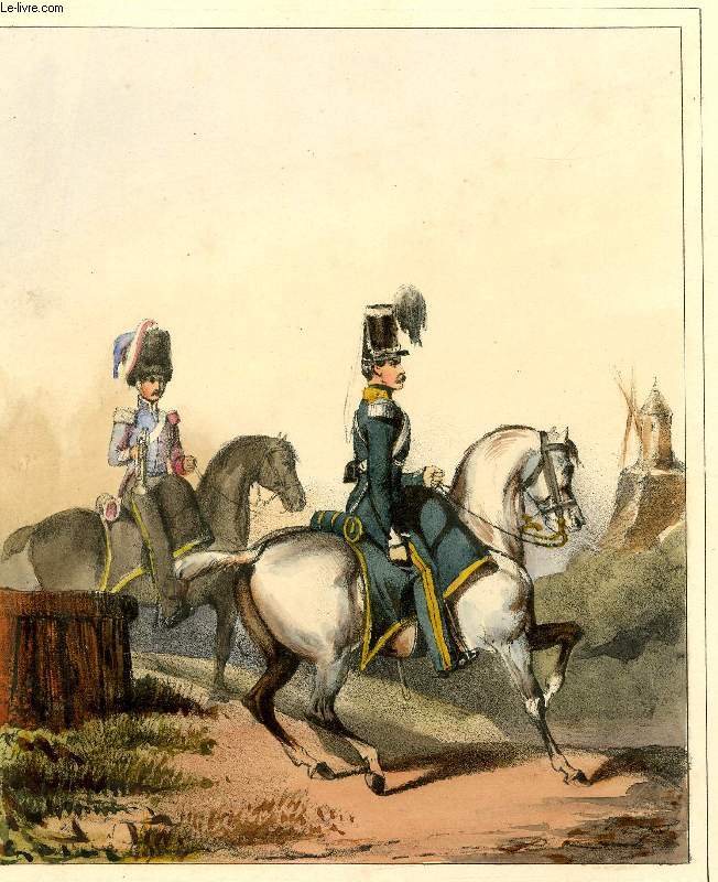 GRAVURE 19eme COULEURS - GALERIE MILITAIRE -N59 - ARMEE BELGE - N12 - CHASSEURS A CHEVAL 1 REGIMENT