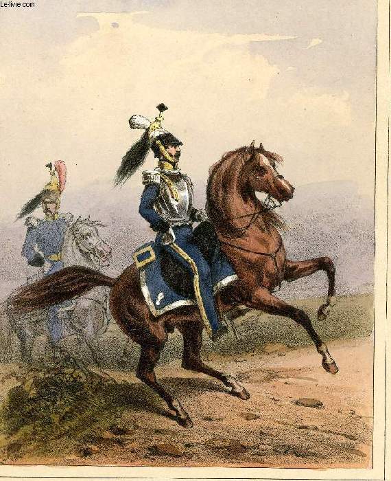 GRAVURE 19eme COULEURS - GALERIE MILITAIRE - N 69 - ARMEE BELGE - N14 - OFFICIER DE CUIRASSIERS