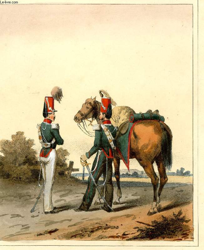 GRAVURE 19eme COULEURS - GALERIE MILITAIRE - N44 - ARMME BELGE - N9 - CHASSEUR A CHEVAL - 9 REGIEMENT