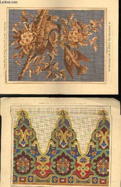 1 LOT DE GRAVURES 19eme COULEURS - BRODERIE - CANEVAS - DIVERS MODELES