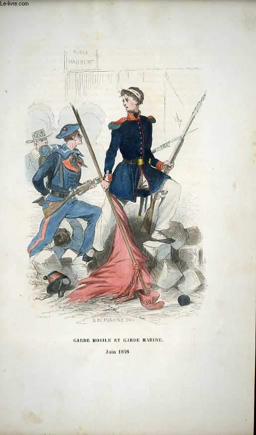 GRAVURES 19eme COULEURS - GARDE MOBILE ET GARDE MARINE