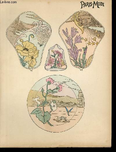 GRAVURE 19eme COULEURS - PARIS MODE - FLEURS