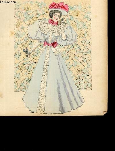 GRAVURES 19eme COULEURS - DAME AUX ROSES