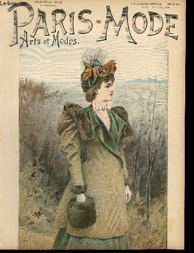 GRAVURE 19eme COULEURS - PARIS MODE - 5 ANNEEE - N12 - OISEAU / DAME
