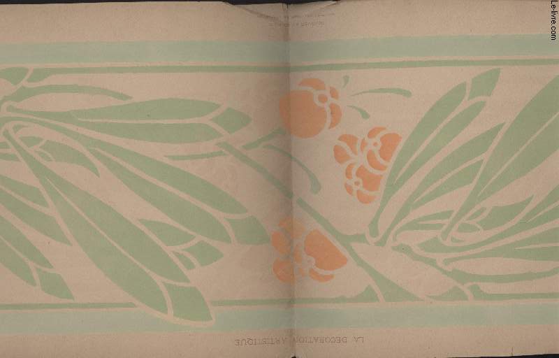 GRAVURE 19eme COULEURS - LA DECORATION ARTISTIQUE - 3 ANNEE - PLANCHE 14