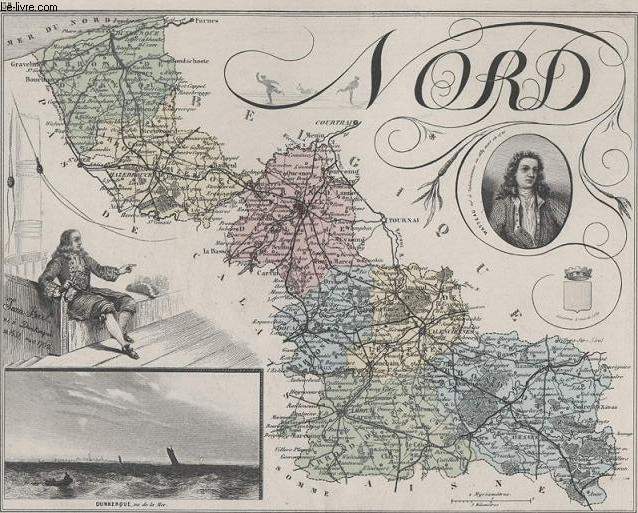 GRAVURE 19eme COULEURS - LA FRANCE - NORD - PLANCHE N58