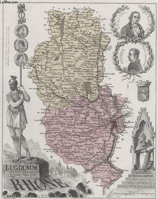 GRAVURE 19eme COULEURS - LA FRANCE - RHONE - PLANCHE N68