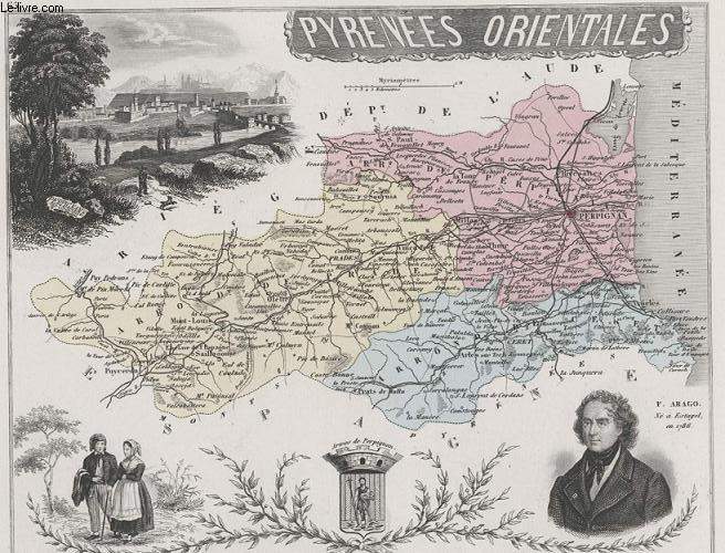 GRAVURE 19eme COULEURS - LA FRANCE - PYRENEES ORIENTALES - PLANCHE N65
