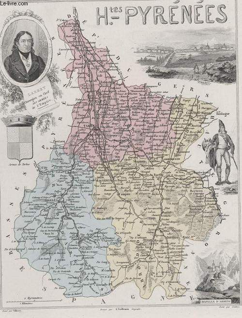 GRAVURE 19eme COULEURS - LA FRANCE - HAUTES PYRENNNES - PLANCHE N64