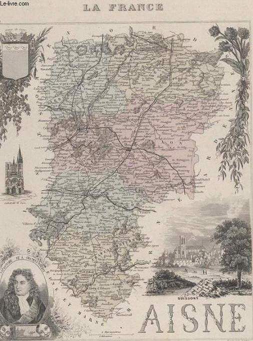 GRAVURE 19eme COULEURS - LA FRANCE - AISNE - PLANCHE N2