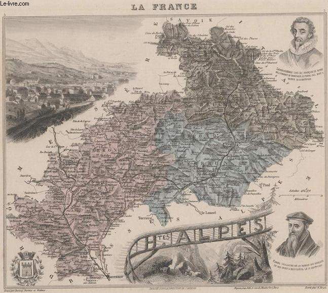 GRAVURE 19eme COULEURS - LA FRANCE - HAUTES ALPES - PLANCHE N5