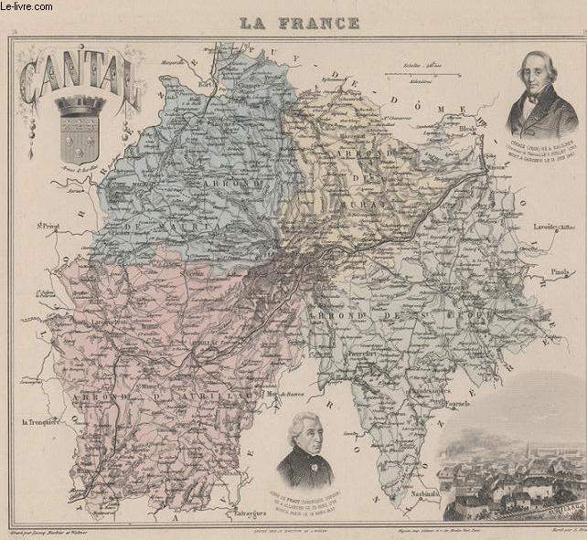 GRAVURE 19eme COULEURS - LA FRANCE - CANTAL - PLANCHE N14