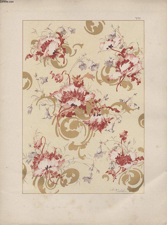 GRAVURE 19eme COULEURS - PLANCHE N7 - FLEURS