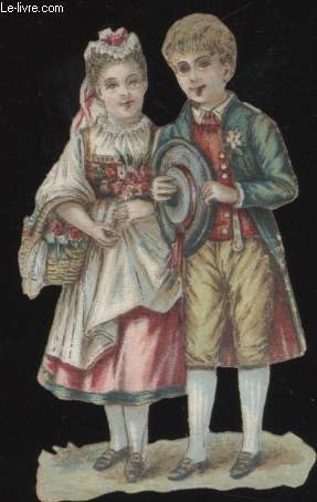 CHROMOLITHOGRAPHIE - ENFANTS FLEURS CHAPEAU