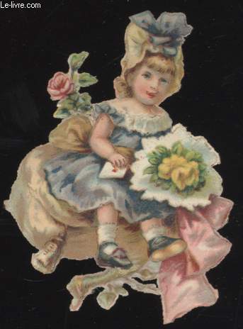 CHROMOLITHOGRAPHIE - FILLE ROBE BLEUE