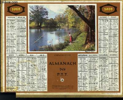 CALENDRIER - ALMANACH DES P.T.T. - LE REPAS DES CYGNES