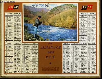 CALENDRIER - ALMANACH DES P.T.T.  - PECHE