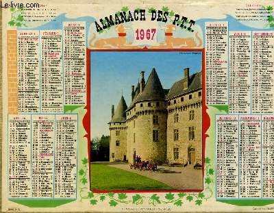 CALENDRIER - ALMANACH DES P.T.T. - CHATEAU DE POMPADOUR