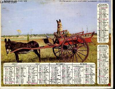 CALENDRIER - ALMANACH DES P.T.T. - ANIMAUX