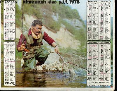 CALENDRIER - ALMANACH DES P.T.T. - PECHE