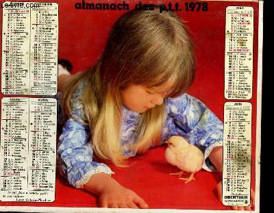 CALENDRIER - ALMANACH DES P.T.T. - ENFANTS / ANIMAUX