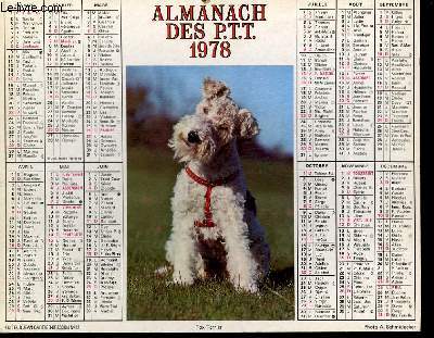 CALENDRIER - ALMANACH DES P.T.T. - FOX-TERRIER - JUMENT