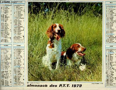 CALENDRIER - ALMANACH DES P.T.T. - APRES LA CHASSE - MINET ET LES LLIVRES