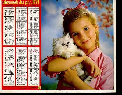 CALENDRIER - ALMANACH DES P.T.T. - ENFANT ANIMAUX