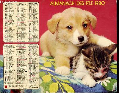 CALENDRIER - ALMANACH DES P.T.T. - ANIMAUX