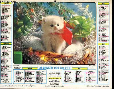 CALENDRIER - ALMANACH DES P.T.T. - TROIS JEUNES AMIS - PETIT CHAT