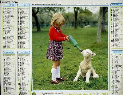 CALENDRIER - ALMANACH DES P.T.T. - FILLETTE ET MOUTON - FILLETTE BLONDE