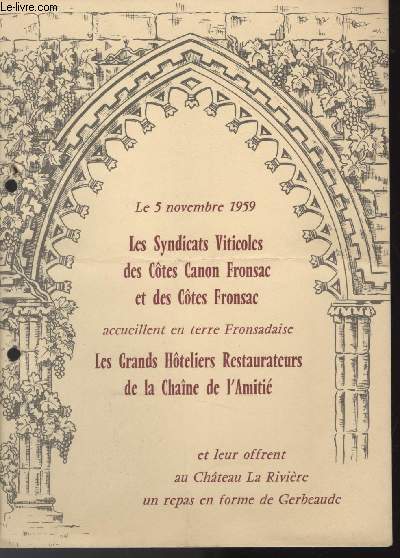 MENU - LES SYNDICATS VITICOLES DES COTES CANON FRONSAC ET DES COTES FRONSAC