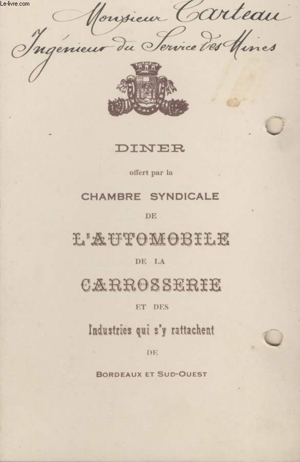MENU - CHAMBRE SYNDICALE DE L'AUTOMOBILE