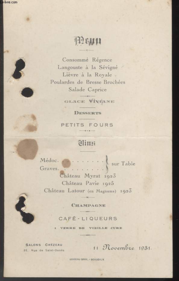 MENU - SALON CHEZEAU