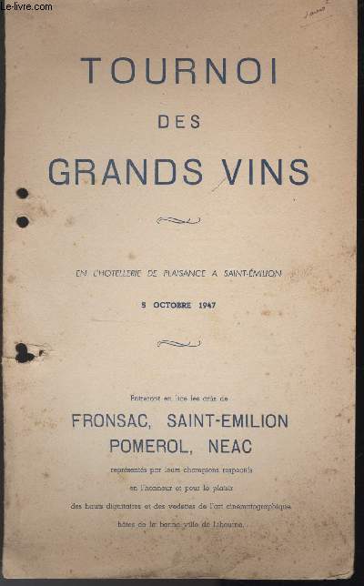 MENU - TOURNOIS DES GRANDS VINS