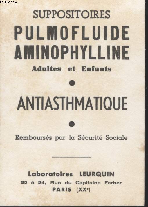 BUVARD - SUPPOSITOIRES PULMOFLUIDE AMINOPHYLLINE