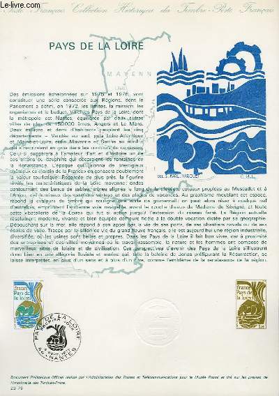 DOCUMENT PHILATELIQUE OFFICIEL N23-75 - PAYS DE LA LOIRE (N1849 YVERT ET TELLIER)